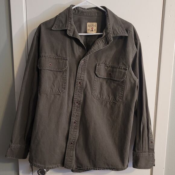 RedHead Brand Co Men’s Button Shirt Jacket Sz M Green Canvas Outdoors Workwear - Picture 1 of 10